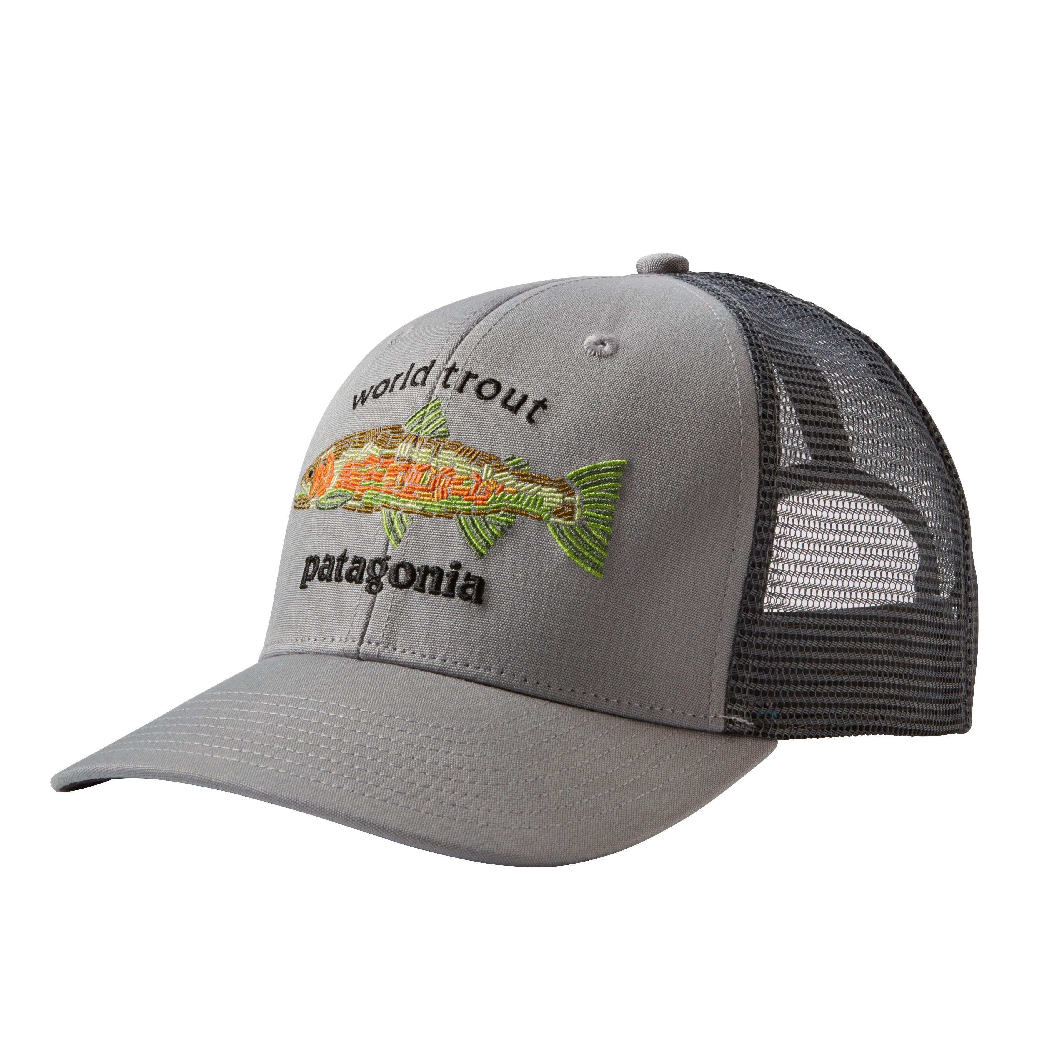 Patagonia World Trout Fishstitch Trucker Hat Grey